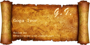 Goga Ivor névjegykártya